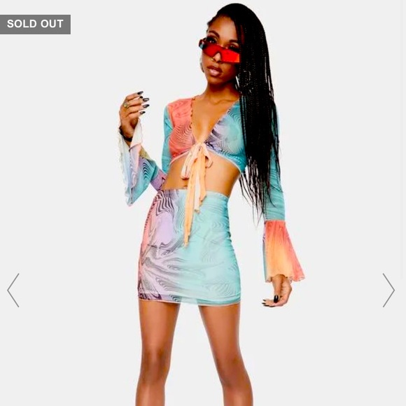 Dolls Kill Psychedelic 2-piece skirt outfit - Picture 2 of 6